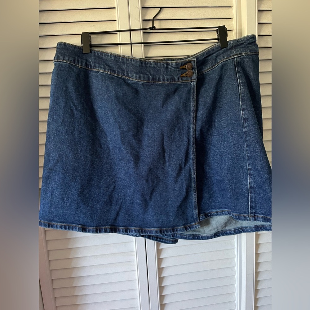 Ava & Viv Dark Blue Denim Wrap Skirt